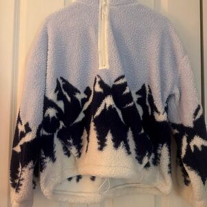 No Boundaries light lavender sherpa zip-up jacket with white trim